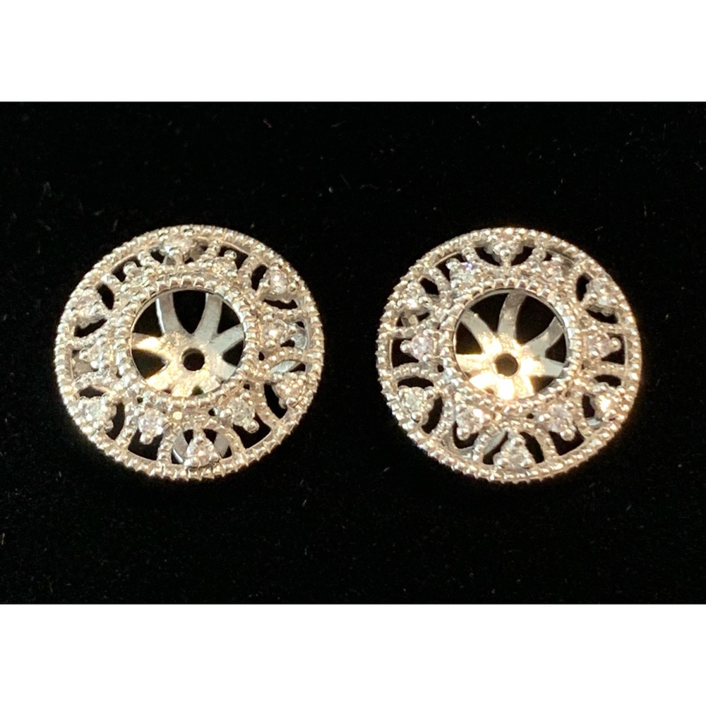 Diamond Earring Jackets 14k White Gold .24 Ct TW Vintage-Inspired